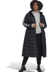 adidas Originals Black Curve Hooded Premium Long Slim Jacket - Image 3 of 6