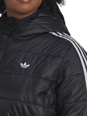 adidas Originals Black Curve Hooded Premium Long Slim Jacket - Image 4 of 6
