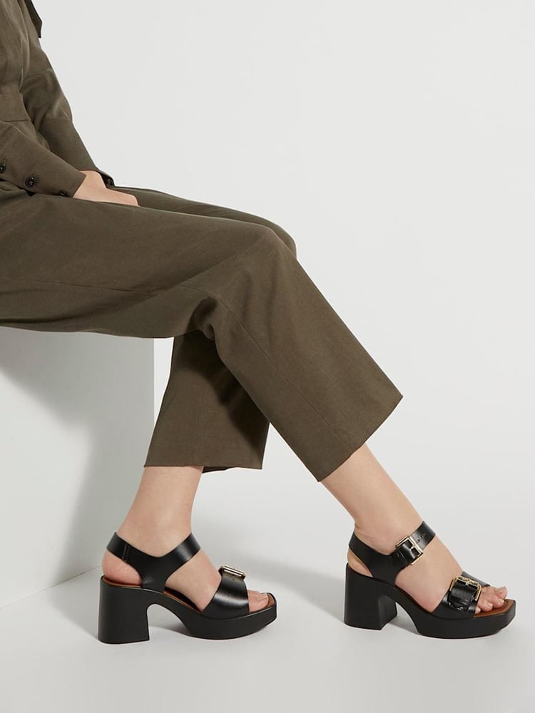 Dune London Black Jenies Buckle Platform Sandals - Image 1 of 6