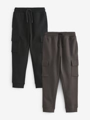 Black/Grey Slim Fit Slim Cargo Joggers 2 Pack (3-16yrs) - Image 1 of 3