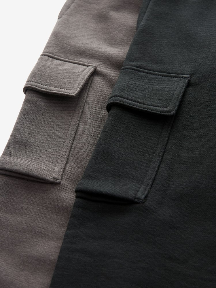 Black/Grey Slim Fit Slim Cargo Joggers 2 Pack (3-16yrs) - Image 3 of 3