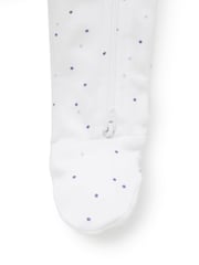 Purebaby Blue 100% Cotton Zip Baby Sleepsuits 2 Pack - Image 4 of 5
