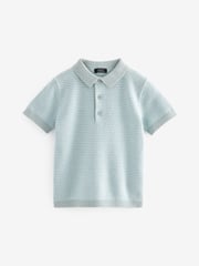 Blue 100% Cotton Short Sleeved Multi Tone Polo Shirt (3mths-7yrs) - Image 1 of 3