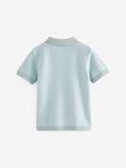 Blue 100% Cotton Short Sleeved Multi Tone Polo Shirt (3mths-7yrs) - Image 2 of 3