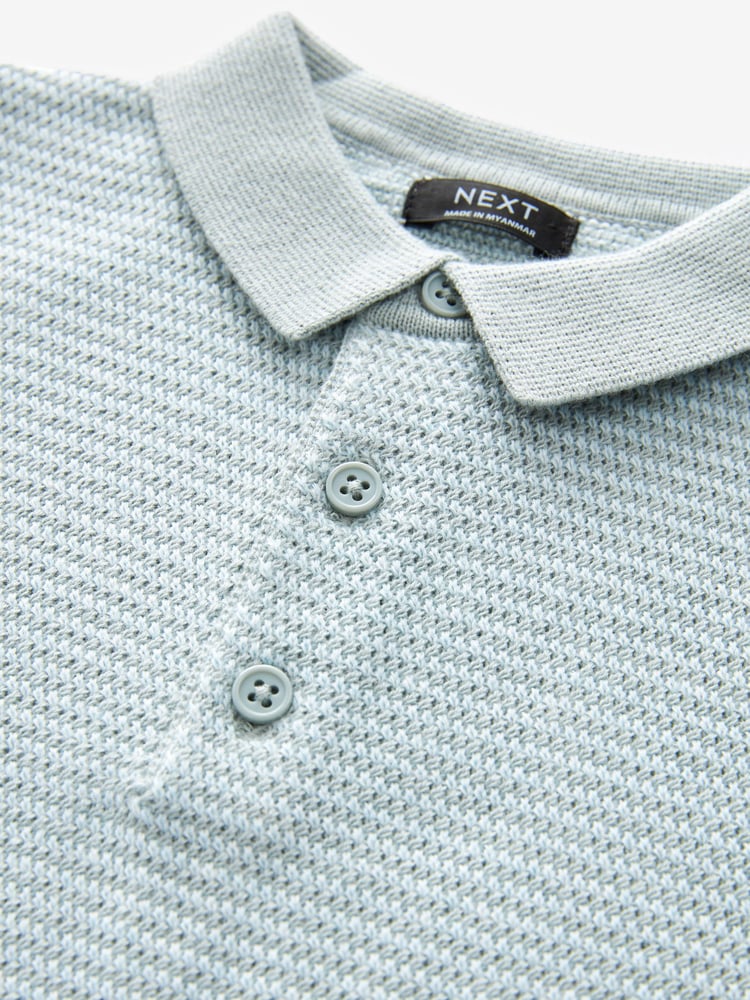 Blue 100% Cotton Short Sleeved Multi Tone Polo Shirt (3mths-7yrs) - Image 3 of 3