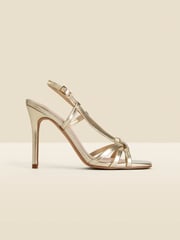 Sosandar Gold Strappy Square Toe Sandals - Image 2 of 5