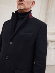 Black Signature Italian Wool Rich Epsom Overcoat With Cashmere - Image 3 of 6