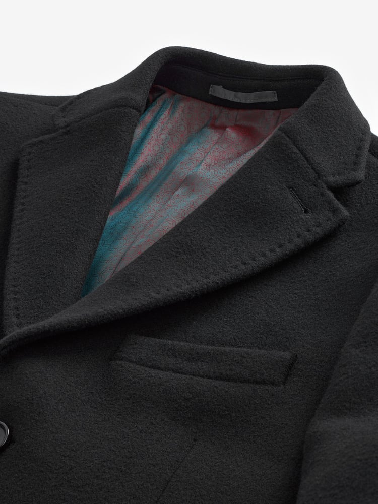 Black Signature Italian Wool Rich Epsom Overcoat With Cashmere - Image 6 of 6