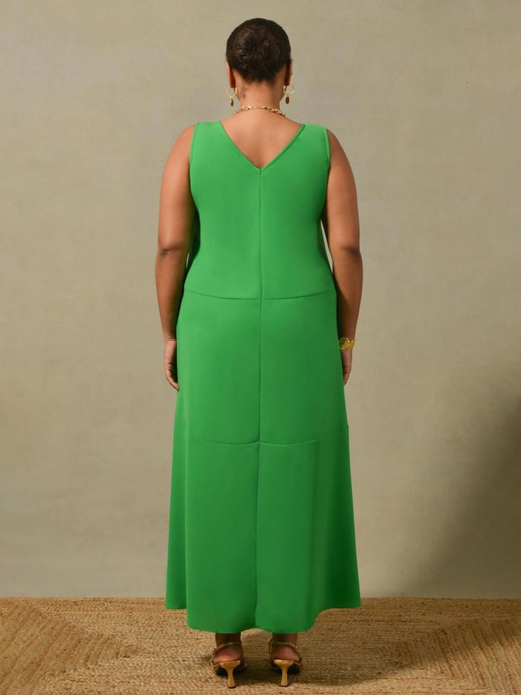 Live Unlimited Green Curve V-Neck Maxi Vest Swing Dress - Image 2 of 4