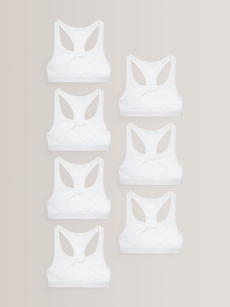 White 7 Pack Racer Back Crop Tops (5-16yrs) - Image 1 of 4
