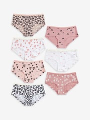 Pink/Cream Animal Print Hipster Briefs 7 Pack (2-16yrs) - Image 1 of 3