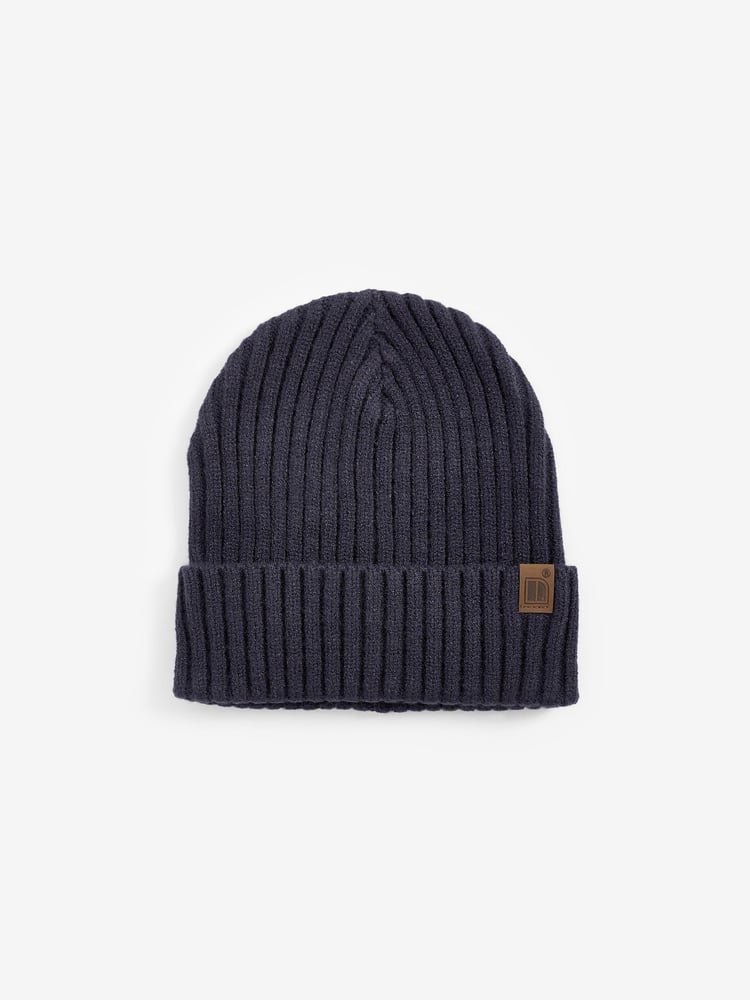 Navy Blue/Grey 3 Pack Knitted Ribbed Beanie Hats (1-16yrs) - Image 2 of 5
