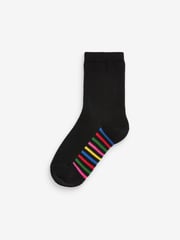 Black Rainbow 5 Pack Cotton Rich Footbed Ankle School Socks - Image 2 of 6