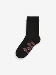 Black Rainbow 5 Pack Cotton Rich Footbed Ankle School Socks - Image 3 of 6