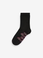 Black Rainbow 5 Pack Cotton Rich Footbed Ankle School Socks - Image 4 of 6