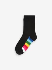 Black Rainbow 5 Pack Cotton Rich Footbed Ankle School Socks - Image 6 of 6