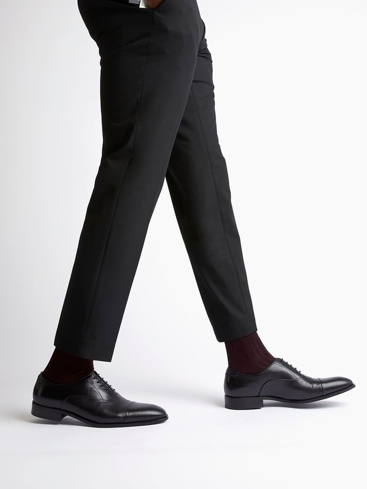 Dune London Black Standard Fit Secrecy Oxford Toe Cap Lace-Up Shoes - Image 1 of 6