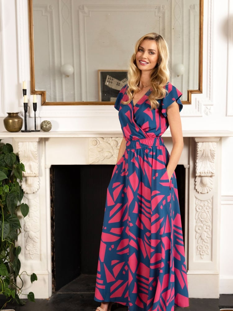Hot Squash Womens Pink Chiffon Wrap-Top Maxi Dress - Image 1 of 3