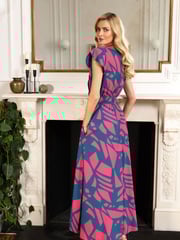Hot Squash Womens Pink Chiffon Wrap-Top Maxi Dress - Image 2 of 3