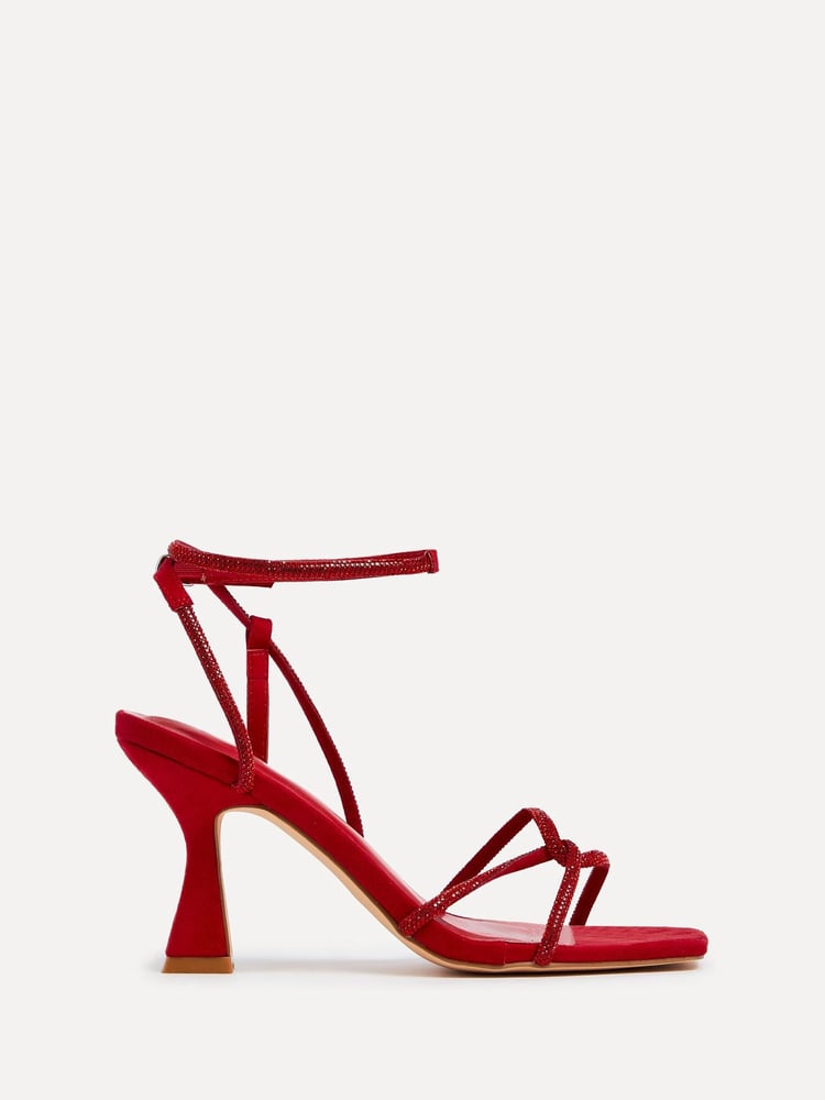 Linzi Red Entice Diamante Embellished Strappy Heeled Sandals - Image 2 of 5