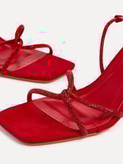 Linzi Red Entice Diamante Embellished Strappy Heeled Sandals - Image 5 of 5