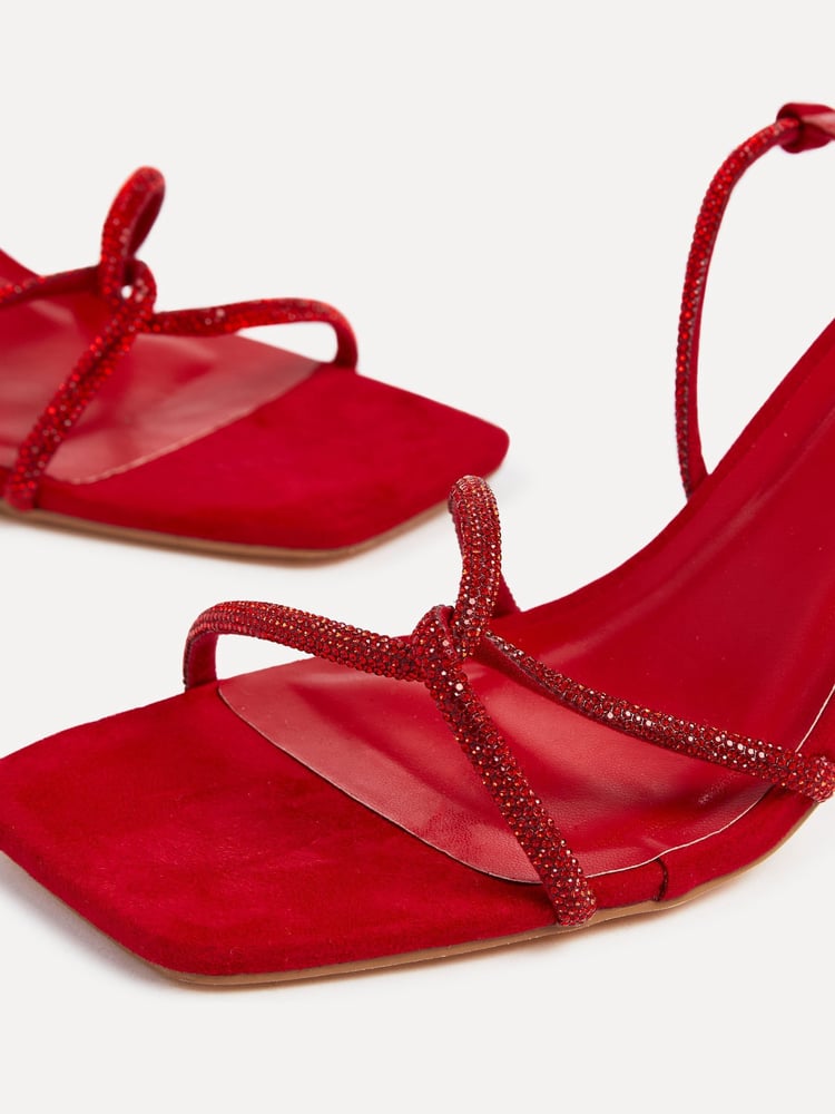 Linzi Red Entice Diamante Embellished Strappy Heeled Sandals - Image 5 of 5