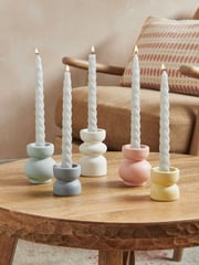 Set of 5 Multi Pastel Textured Tealight and Taper Candle Holders - Image 1 of 5