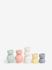 Set of 5 Multi Pastel Textured Tealight and Taper Candle Holders - Image 5 of 5