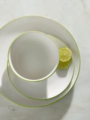 12 Piece Lime Green Rim Dinner Set - Image 4 of 6