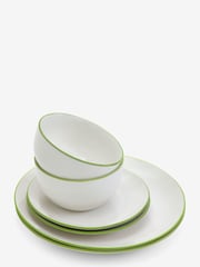 12 Piece Lime Green Rim Dinner Set - Image 5 of 6
