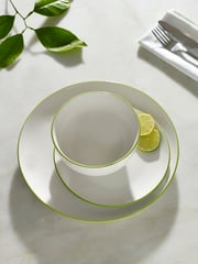 12 Piece Lime Green Rim Dinner Set - Image 6 of 6