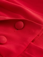 Red Sheer Sleeve Tuxedo Jumpsuit - Image 7 of 7