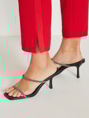 Red Sheer Sleeve Tuxedo Jumpsuit - Image 5 of 7