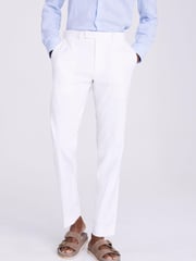MOSS White Tailored Matte Linen Trousers - Image 1 of 1