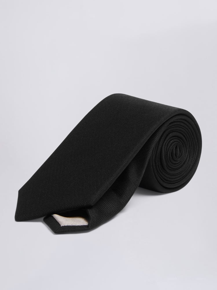 MOSS Black Oxford Silk Tie - Image 1 of 2