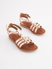Rose Gold Leather Gladiator Sandals - Image 2 of 6