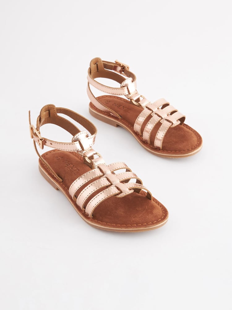 Rose Gold Leather Gladiator Sandals - Image 2 of 6