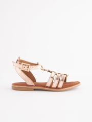 Rose Gold Leather Gladiator Sandals - Image 3 of 6