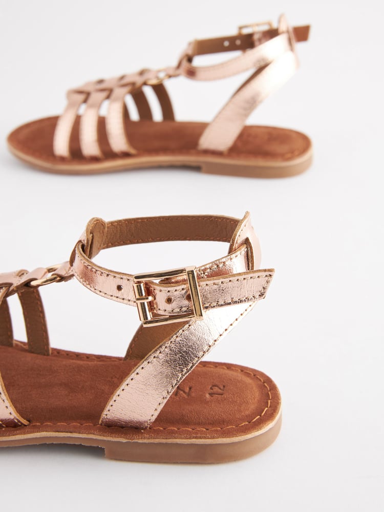 Rose Gold Leather Gladiator Sandals - Image 6 of 6