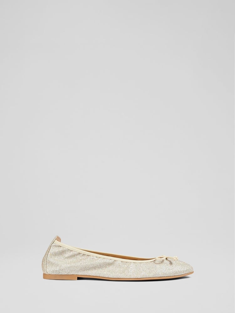LK Bennett Metallic Trilly Ballerina Pumps - Image 1 of 4