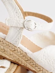 White Broderie Bow Wedge Sandals - Image 6 of 7