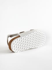 White Leather Wide Fit (G) Two Strap Corkbed Sandals - Image 3 of 6