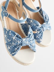 Blue Denim Bow Wedge Sandals - Image 5 of 7