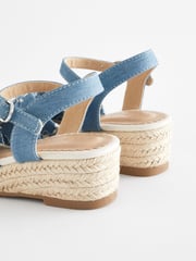 Blue Denim Bow Wedge Sandals - Image 6 of 7