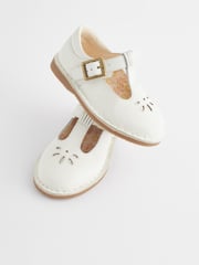 White Leather T-Bar Shoes - Image 3 of 6