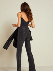 Black Flared Sequin Trousers - Image 1 of 6