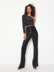 Black One Shoulder Sequin Top - Image 2 of 6