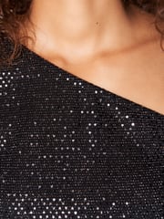 Black One Shoulder Sequin Top - Image 4 of 6
