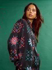 Another Sunday Long Sleeved Satin Oversized Shirt In Multi Print - Image 2 of 9