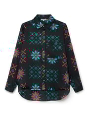 Another Sunday Long Sleeved Satin Oversized Shirt In Multi Print - Image 7 of 9